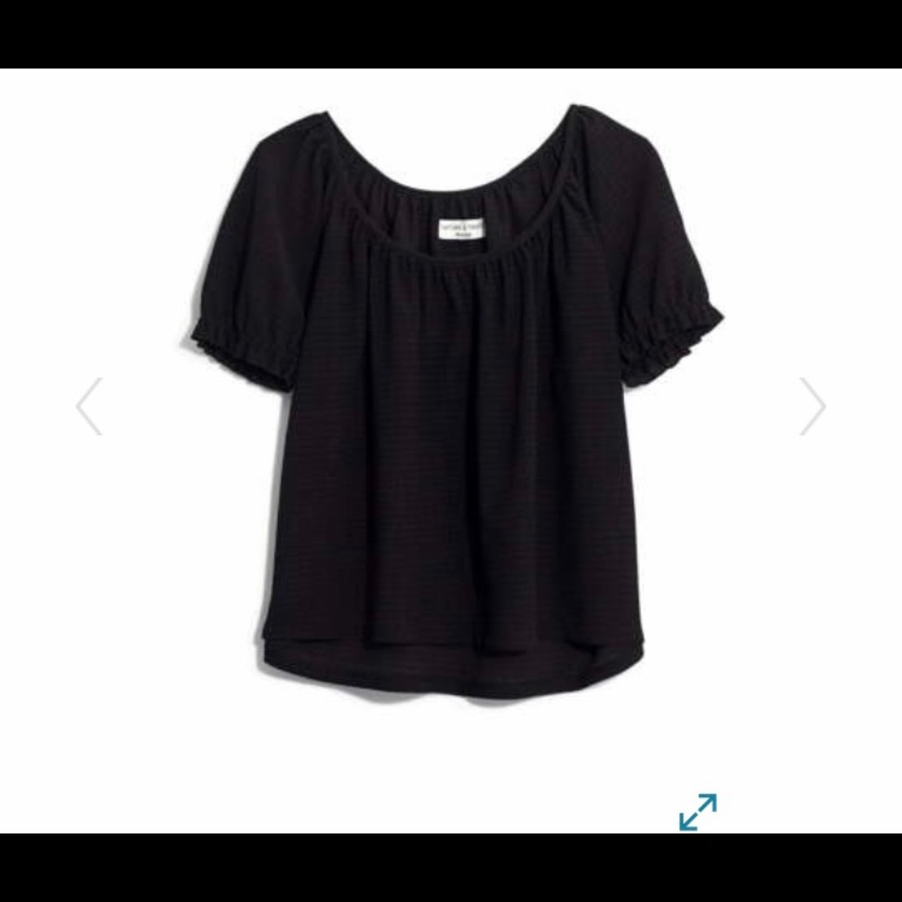 madewell textured and thread peasant top (black)